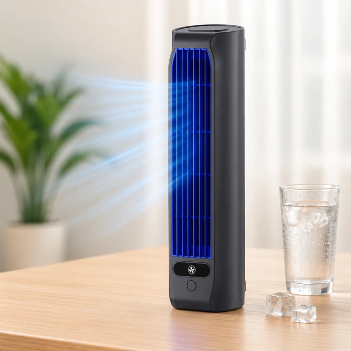 AirWave – Portable Rechargeable Air Conditioner Regular price in grey and beige colour options with vertical and horizontal mounting versatility