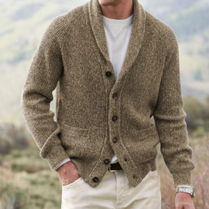Men's Shawl Collar Button Cardigan | Chunky Knit Layer for Autumn and Winter