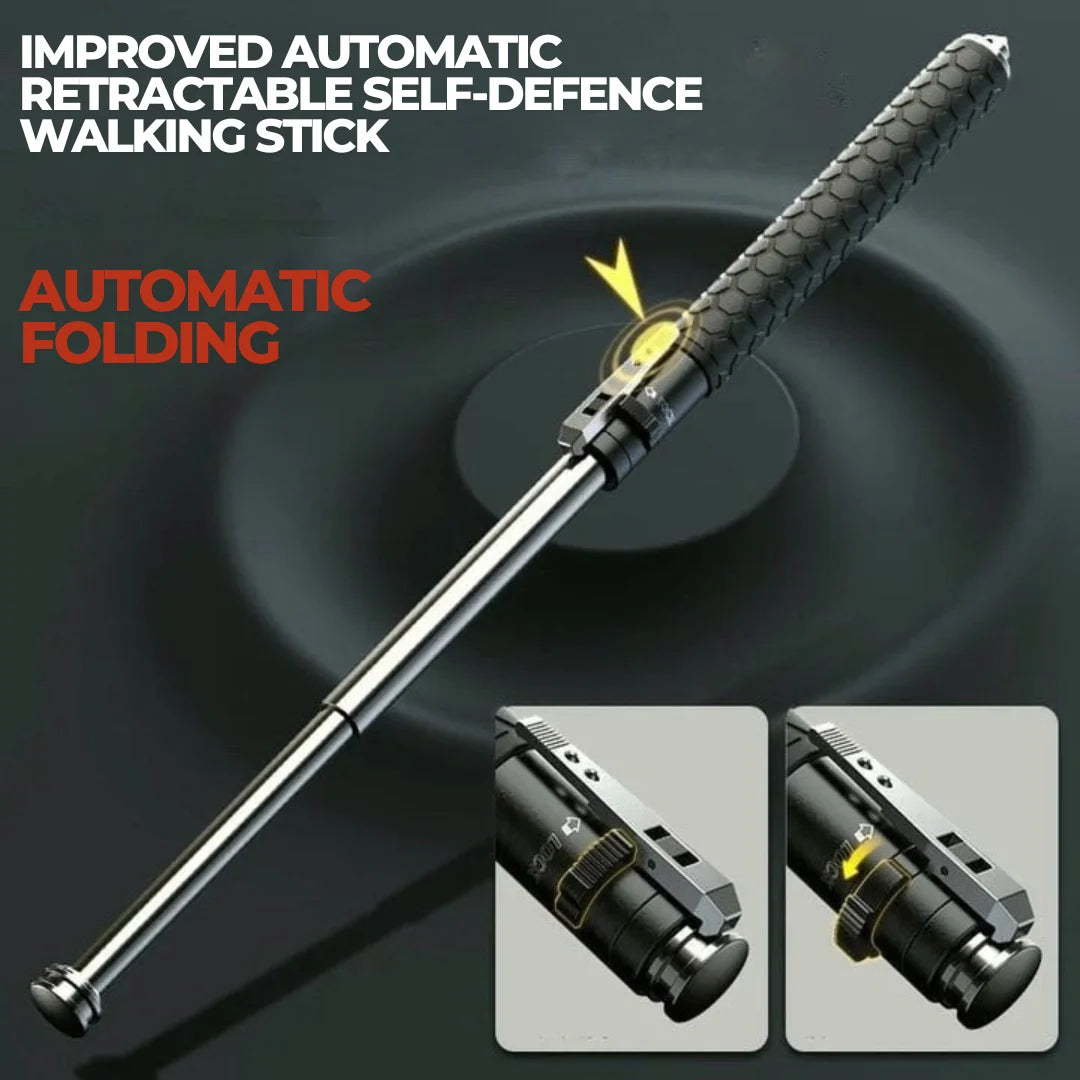Automatic Self Defense Walking Stick for Hiking and Urban Safety Regular price with spring-loaded deployment and textured grip handle
