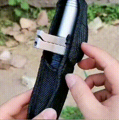 Automatic Self-Defense Walking Stick deployment mechanism detail showing one-click extension system