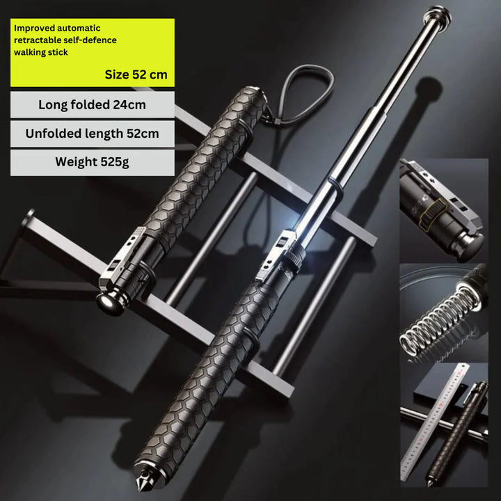 Compact Automatic Self-Defense Walking Stick for Urban Safety with durable alloy shaft and secure grip