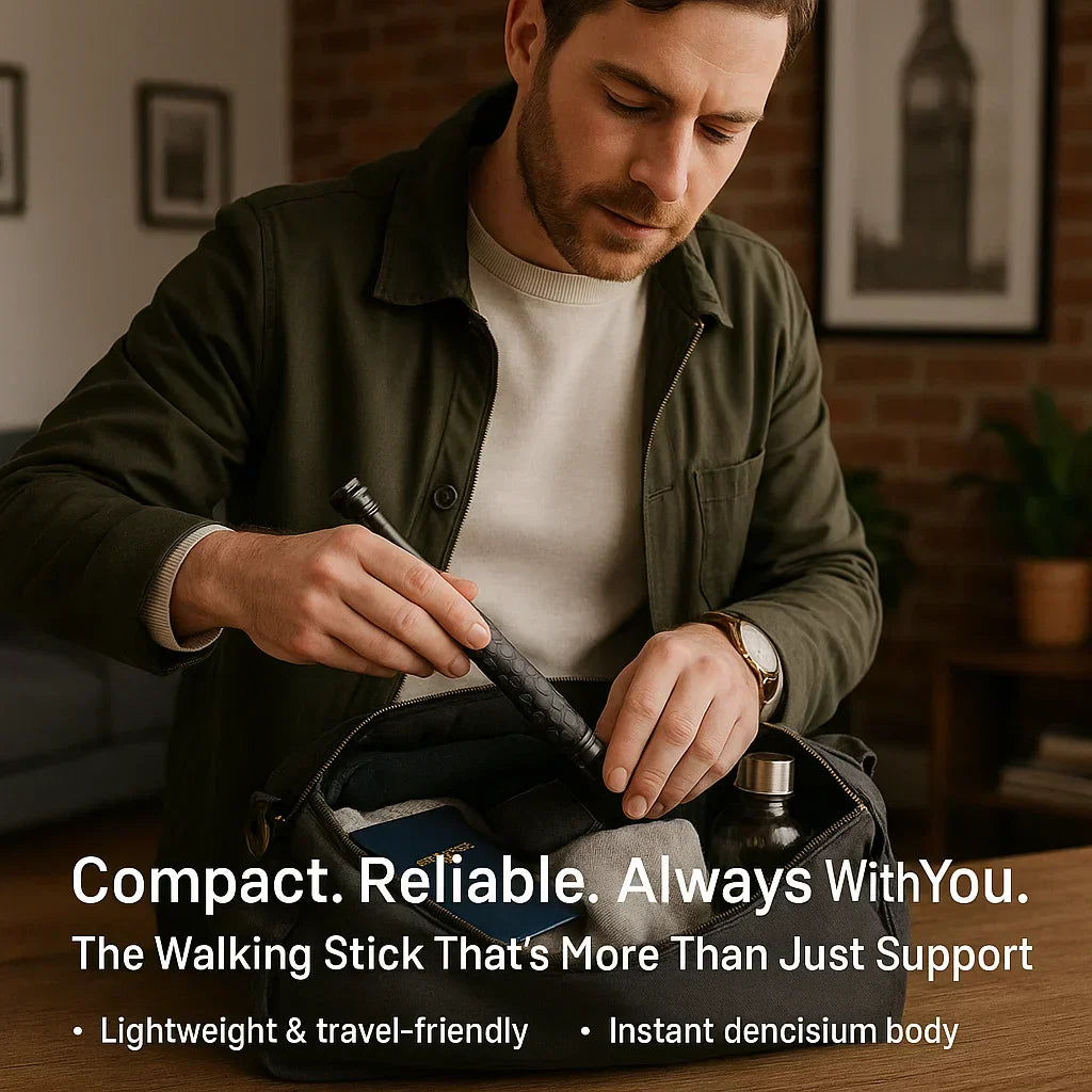 Close-up of textured anti-slip grip pattern on Automatic Self-Defense Walking Stick handle