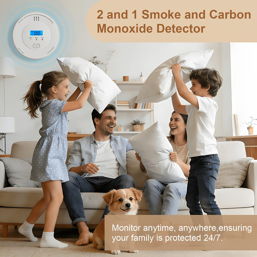 Combination smoke and carbon monoxide alarm for the home