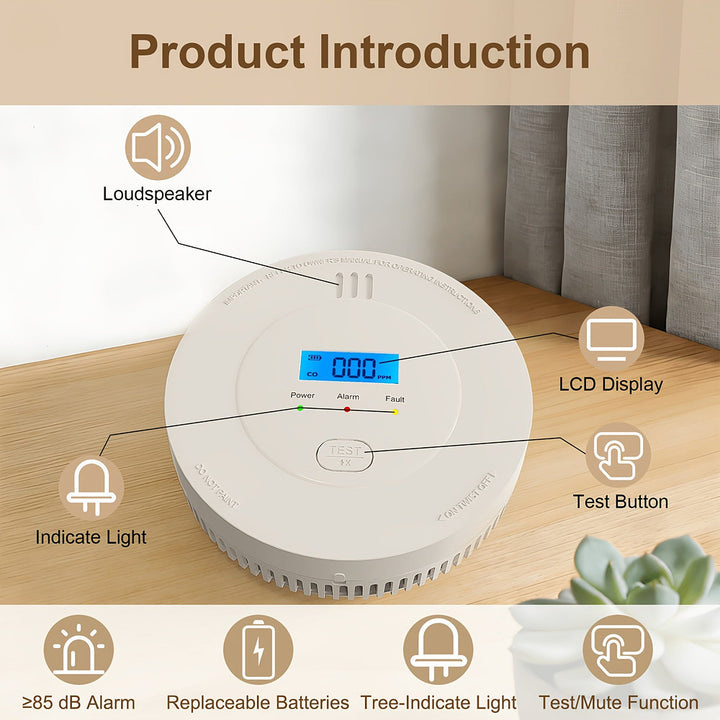 Combination smoke and carbon monoxide alarm for the home
