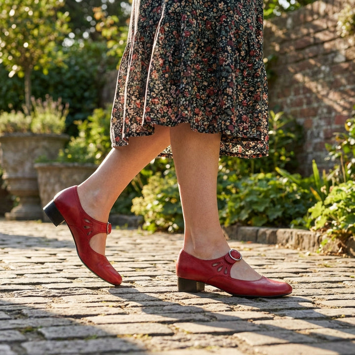 Women's Orthopedic Mary Jane Comfort Shoes worn with casual outfit showing versatile styling options