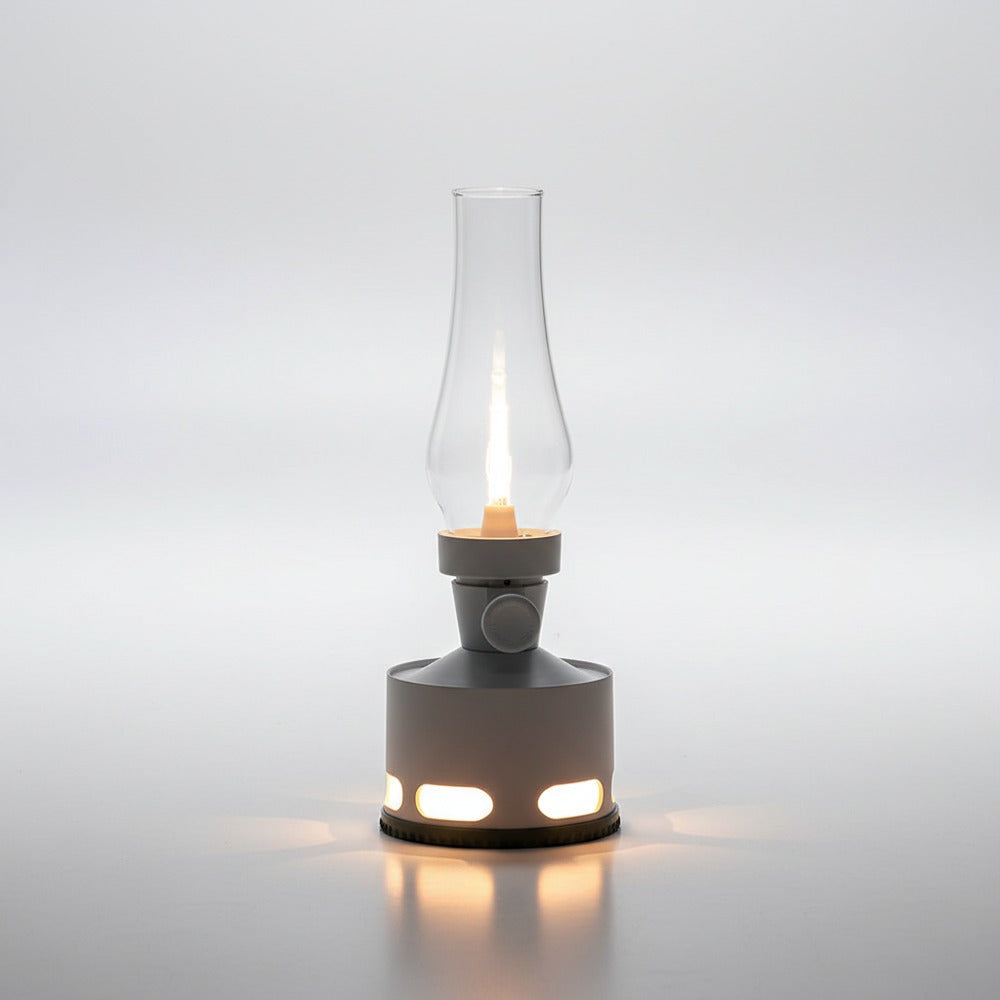Flarique rechargeable vintage lantern in gray, front view
