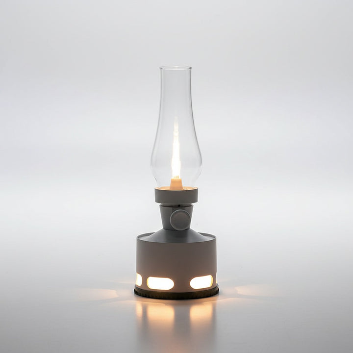 Flarique rechargeable vintage lantern in gray, front view