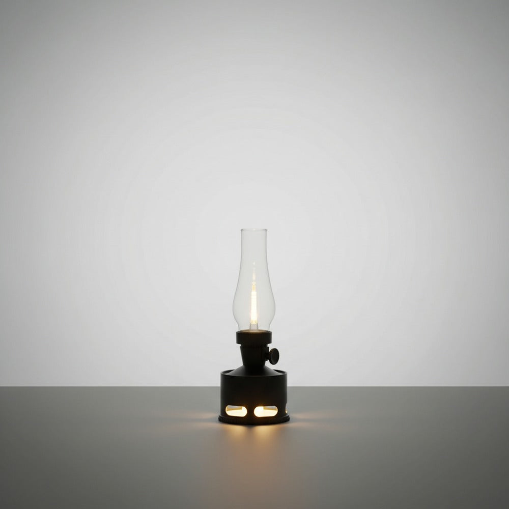 Flarique green vintage lantern, glowing warm light