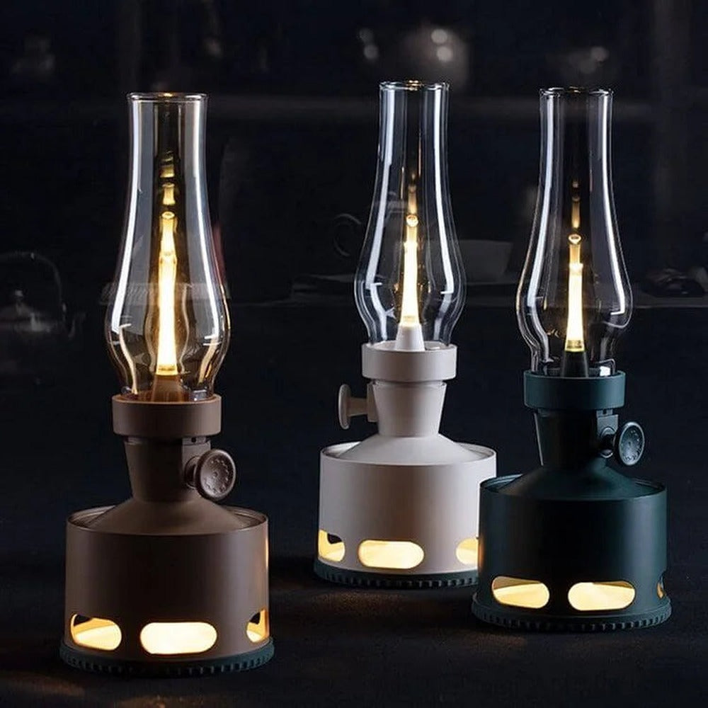 Flarique green vintage lantern, outdoor evening setting
