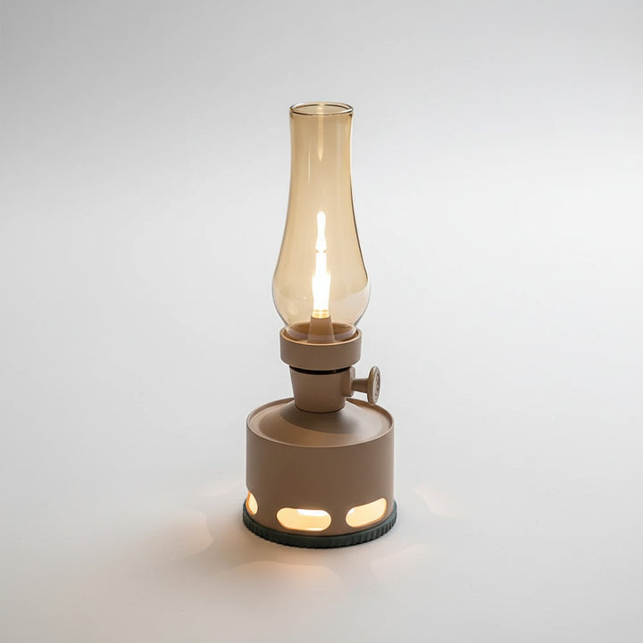 Flarique rechargeable vintage lantern in khaki, front view