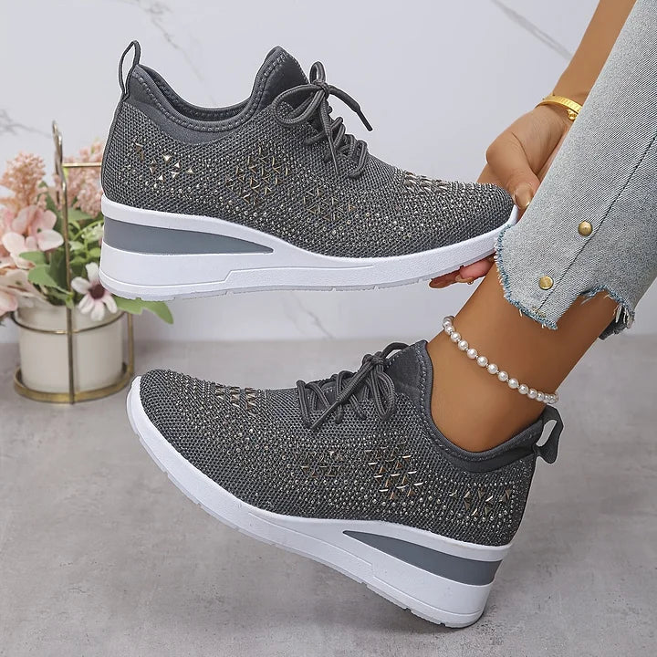 Premium Comfortable Orthopedic Shoes displayed on foot showing supportive fit and embellished vamp design