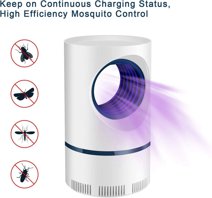 Side view of pest control device showing dark accent band and ventilation system for indoor outdoor use