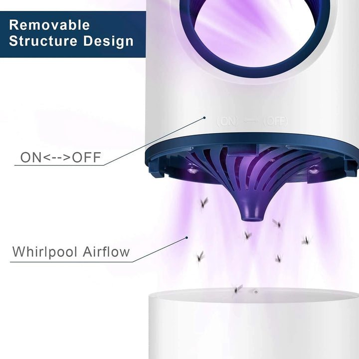 Compact white mosquito and fly trap device with USB connection for chemical-free pest control