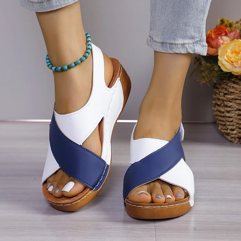 Lifestyle shot of Comfortable Everyday Wedge Sandals paired with casual denim for versatile warm-weather styling