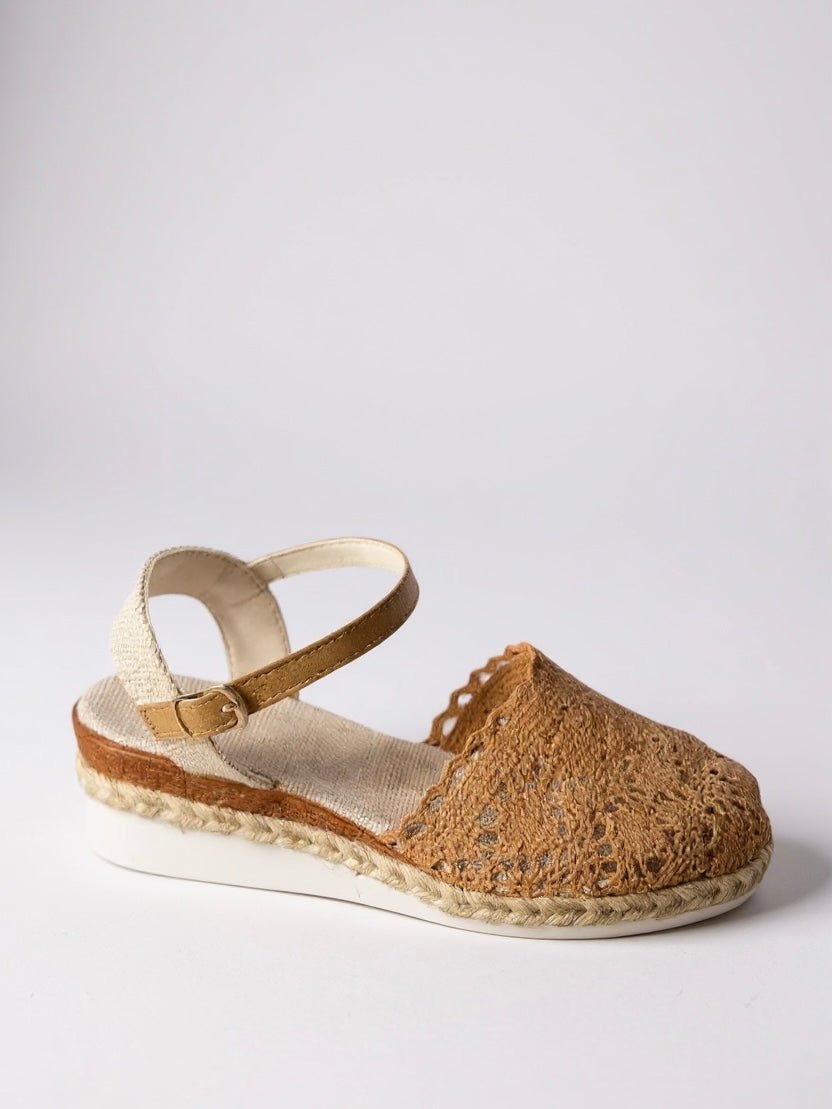 Close-up view of Boho Platform Sandals Crochet Woven Espadrille Women showing intricate crochet texture and espadrille platform sole