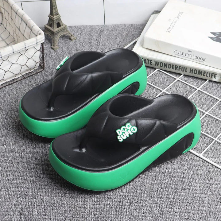 Women's Comfort Orthopaedic Summer Sandals in green worn with casual outfit for everyday relaxed styling