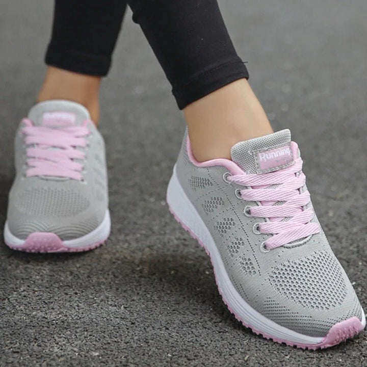Women's mesh trainers with slip-resistant sole for safer movement on pavements