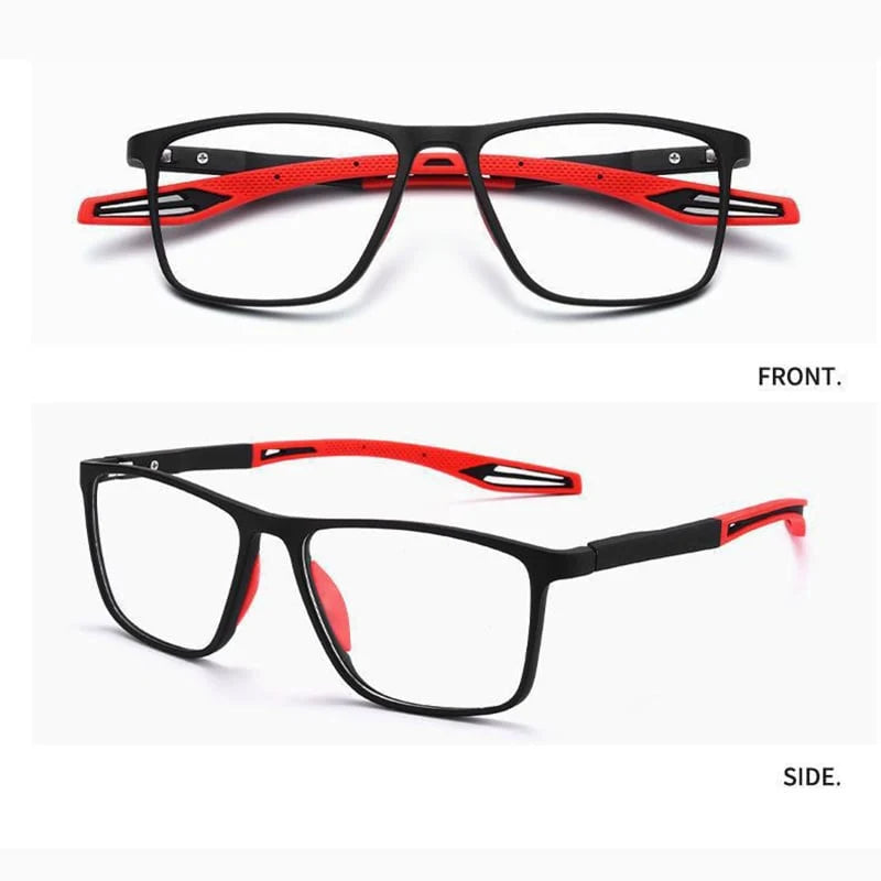 Close-up of Sport Ultra-Light Anti-Blue Light Progressive Glasses nose bridge and lens clarity