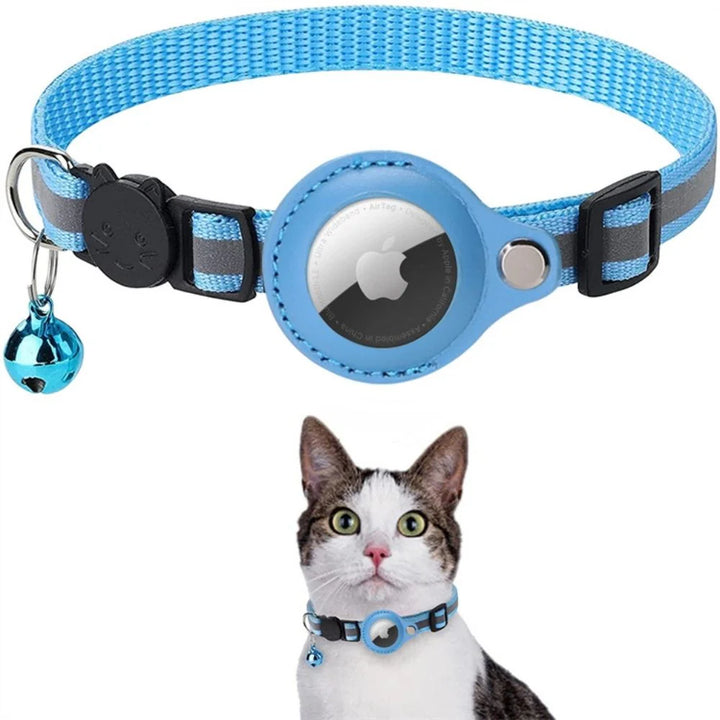 Detail of reflective strips on Cat GPS Tracker Collar with Reflective Design for night visibility