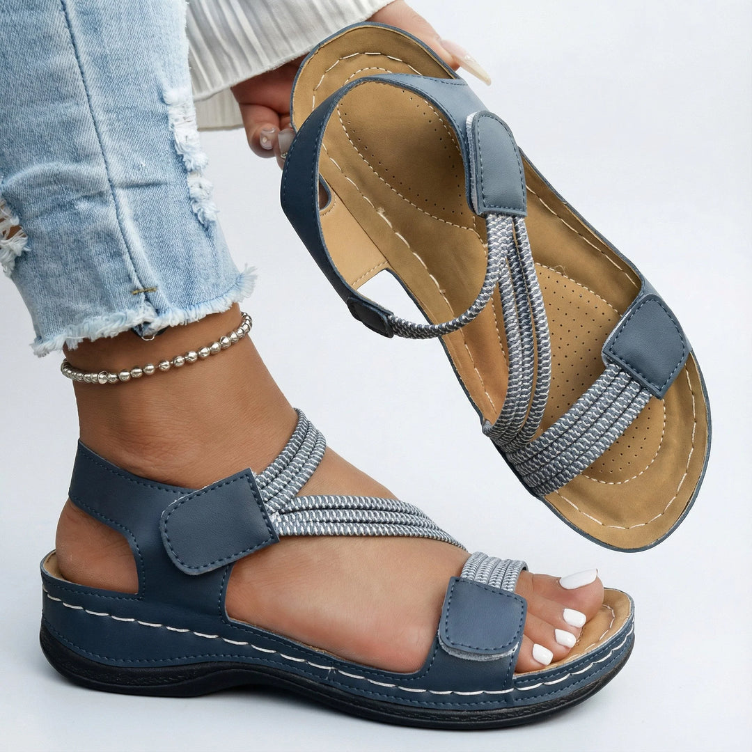 Women's orthopedic everyday sandals in pink with open-toe design and contoured footbed for all-day wear