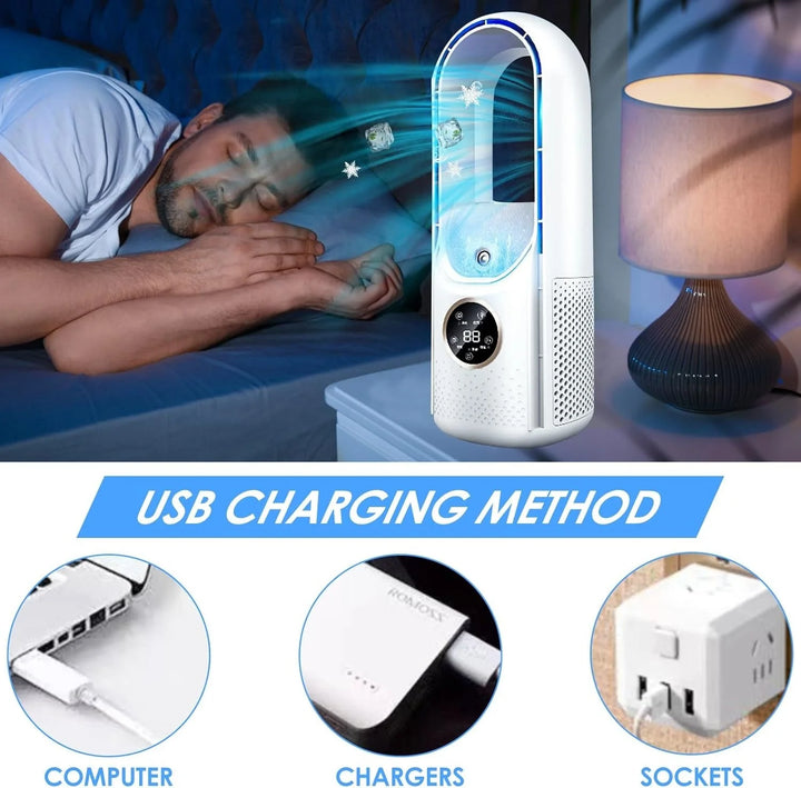 Portable air conditioner featuring digital display and ergonomic handle for effortless room-to-room transport
