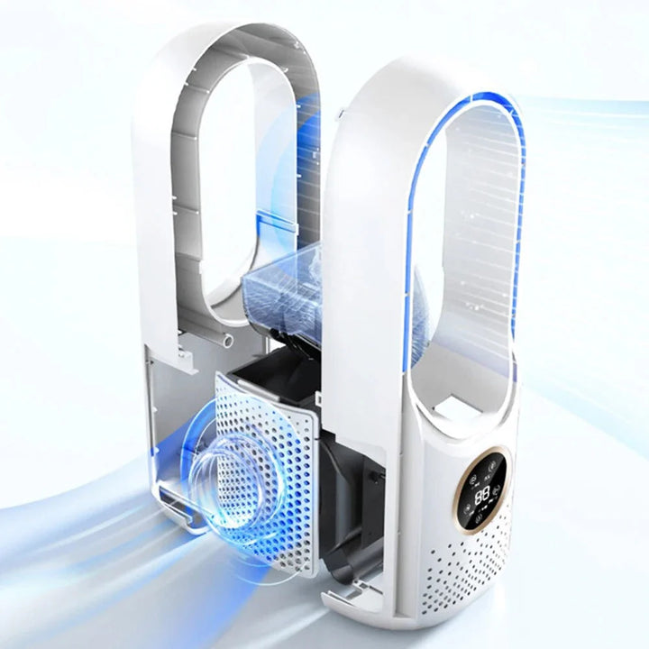 Bladeless air conditioner unit with compact design providing cooling for rooms up to 20 square metres