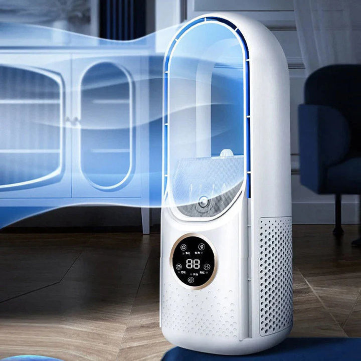 Ultra-quiet portable air conditioner with adjustable speeds and built-in handle for home and office