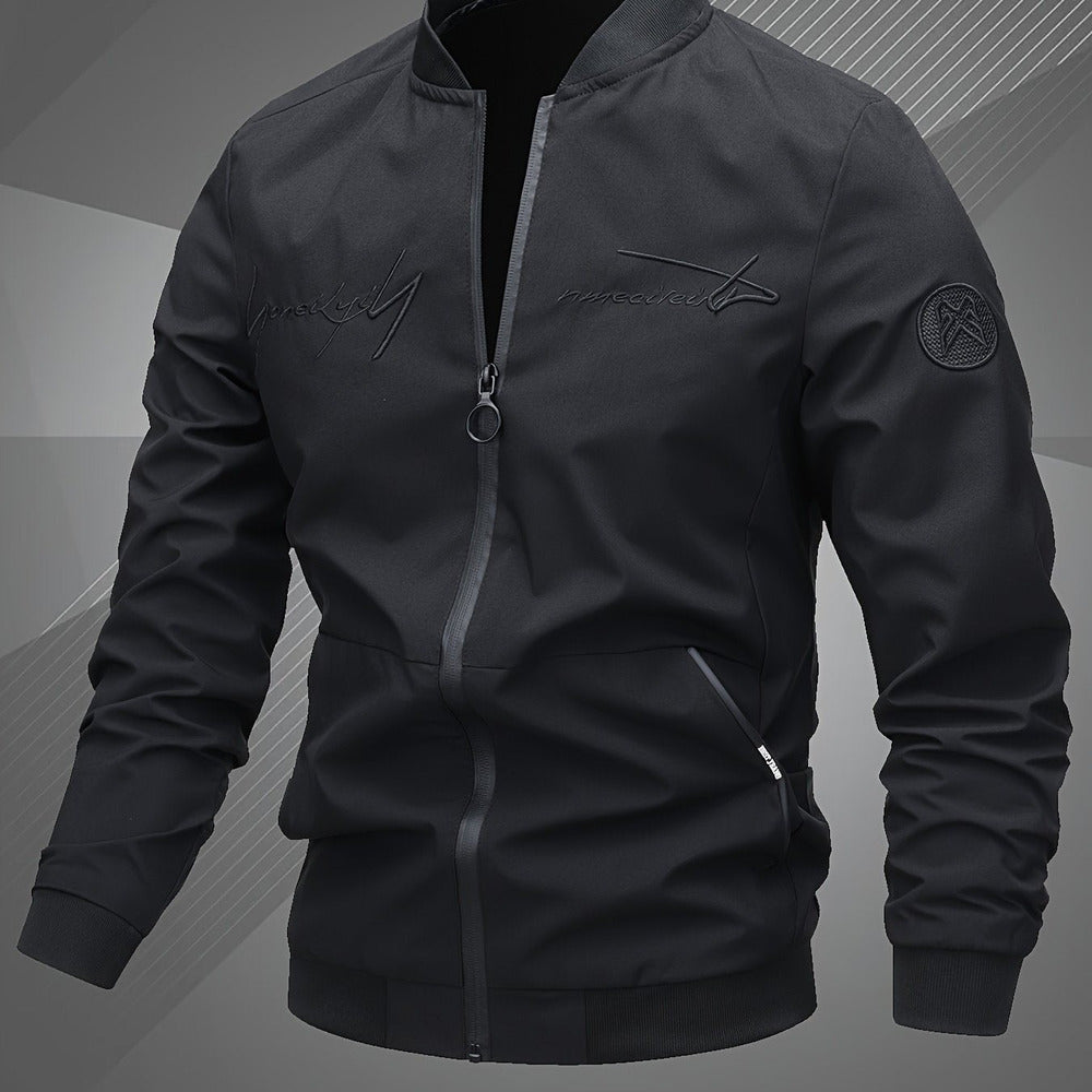 Men's embroidered bomber jacket in black