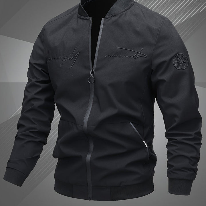 Men's embroidered bomber jacket in black