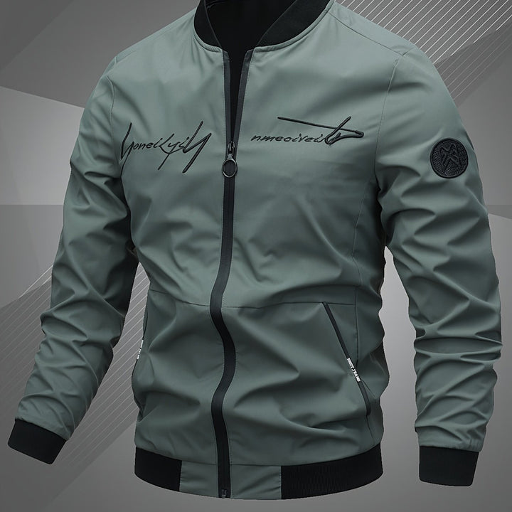 Men's embroidered bomber jacket in fern green