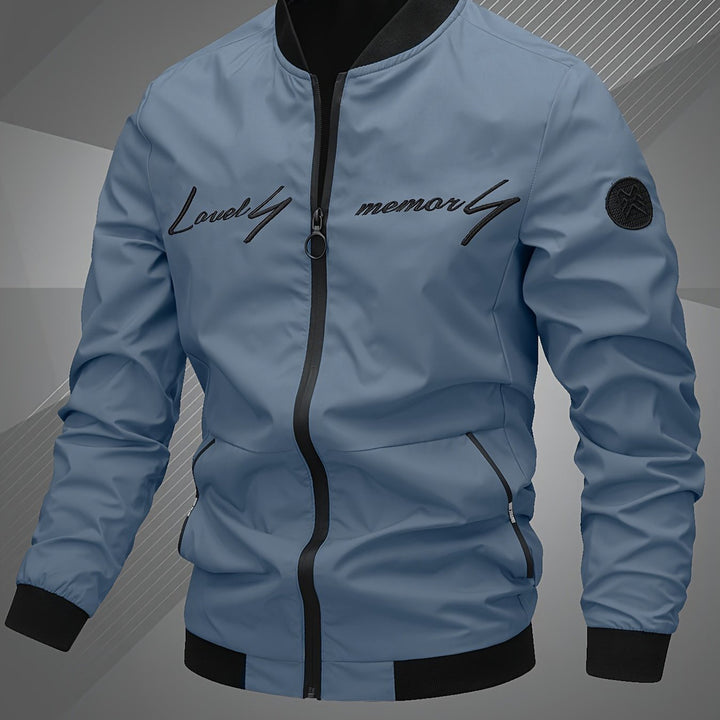 Men's embroidered bomber jacket in mist blue