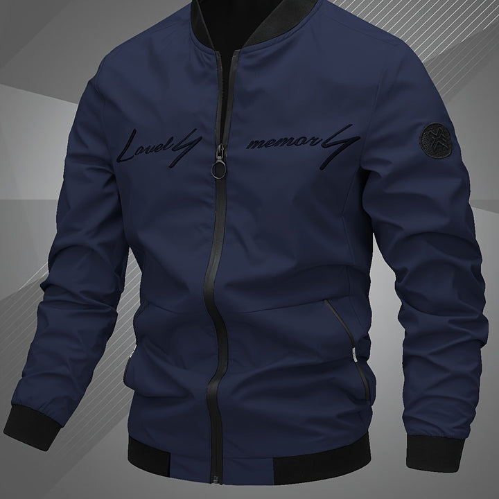 Men's embroidered bomber jacket in navy