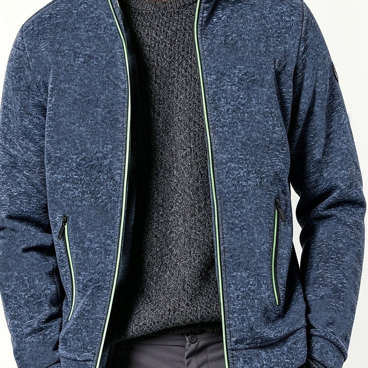 Men's full zip knitted jacket in navy blue