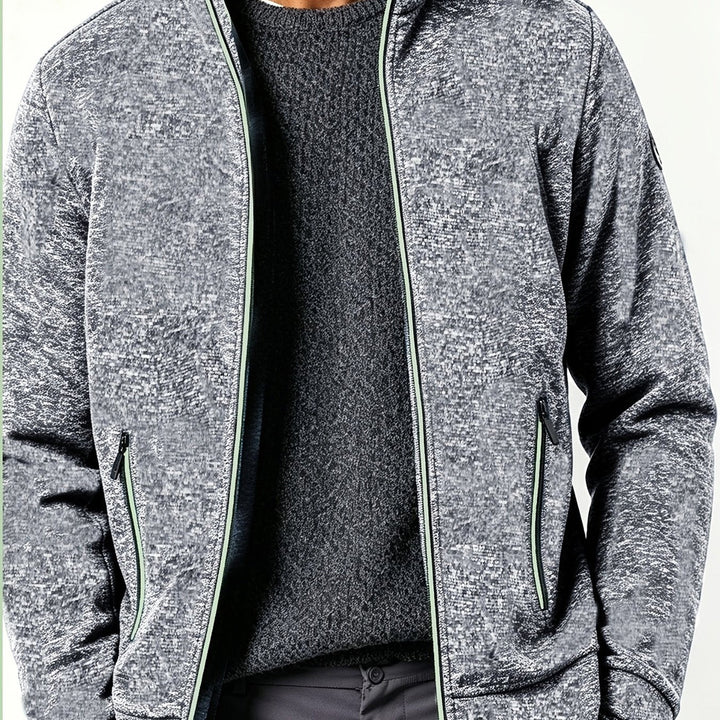 Men's full zip knitted jacket in light grey