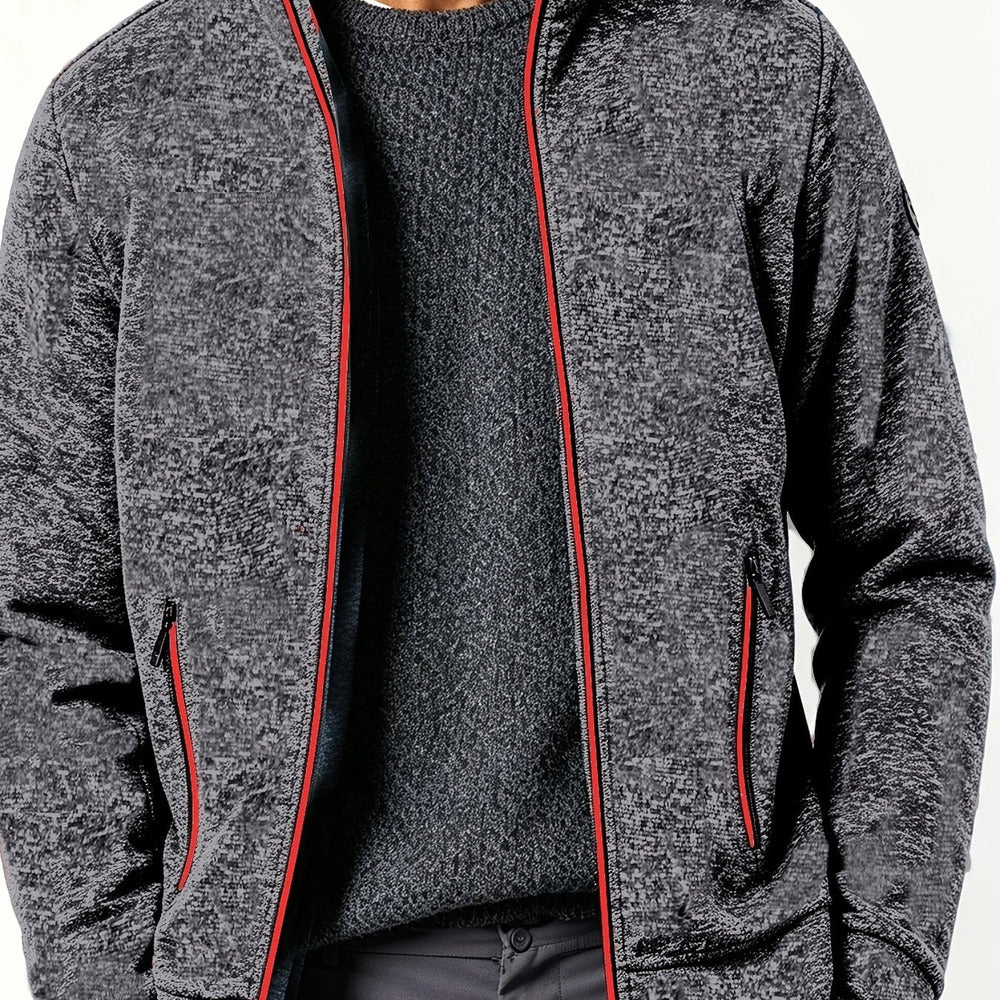 Men's full zip knitted jacket in dark grey