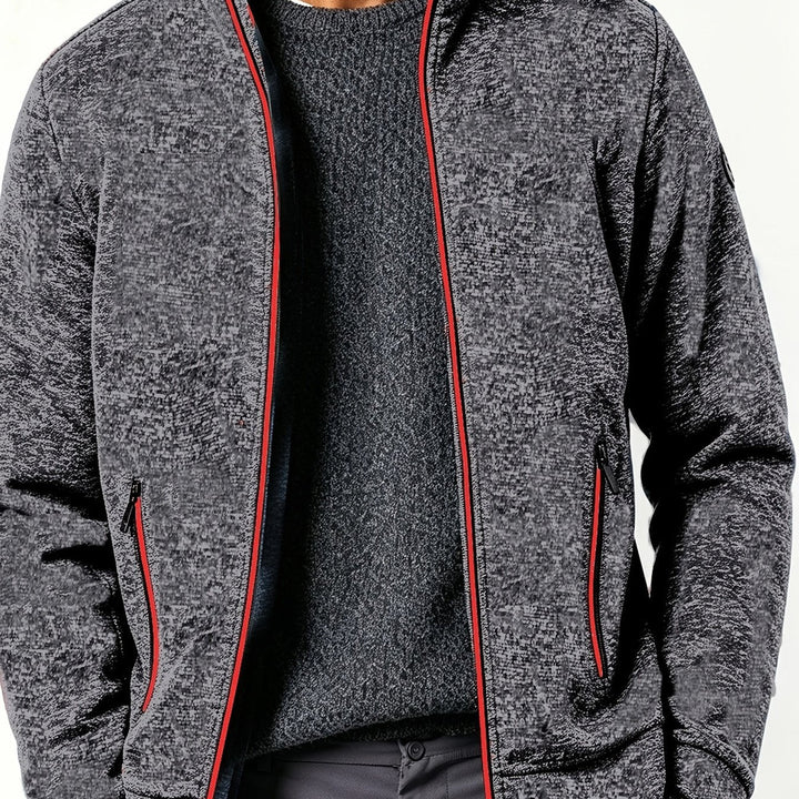 Men's full zip knitted jacket in dark grey