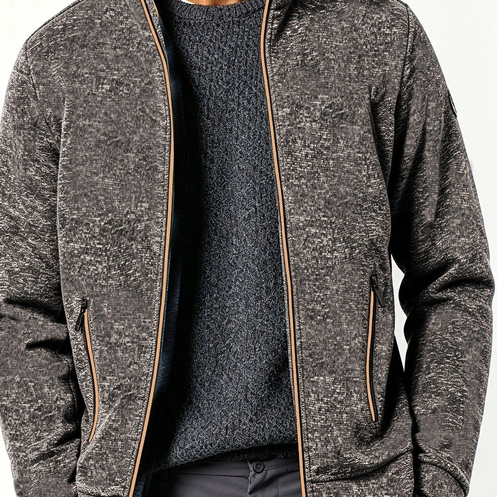 Men's full zip knitted jacket in coffee