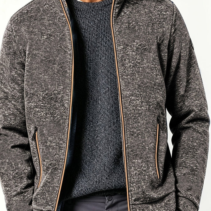 Men's full zip knitted jacket in coffee