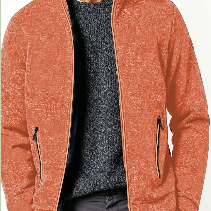 Men's full zip knitted jacket in orange