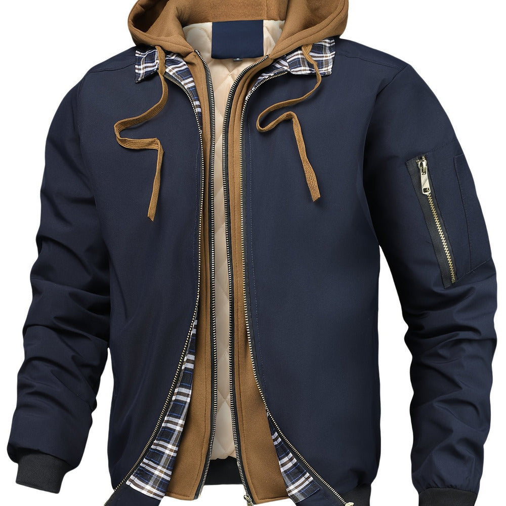 Men's hooded bomber jacket in navy