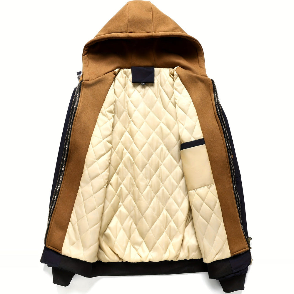 Men's hooded bomber jacket, quilted inner lining