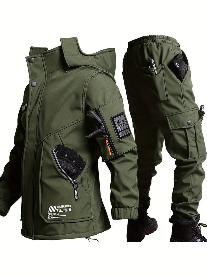 Men's hooded jacket and trouser workwear set