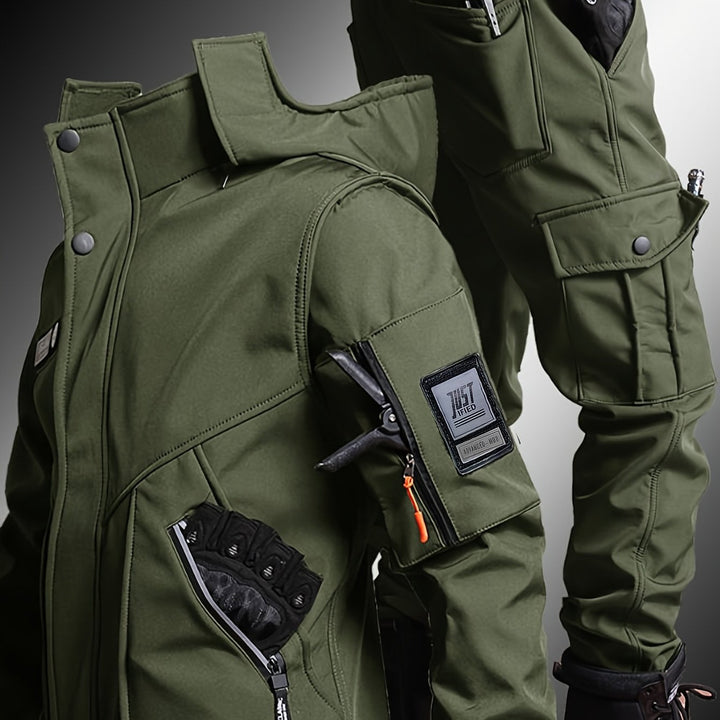 Men's hooded jacket and trouser workwear set
