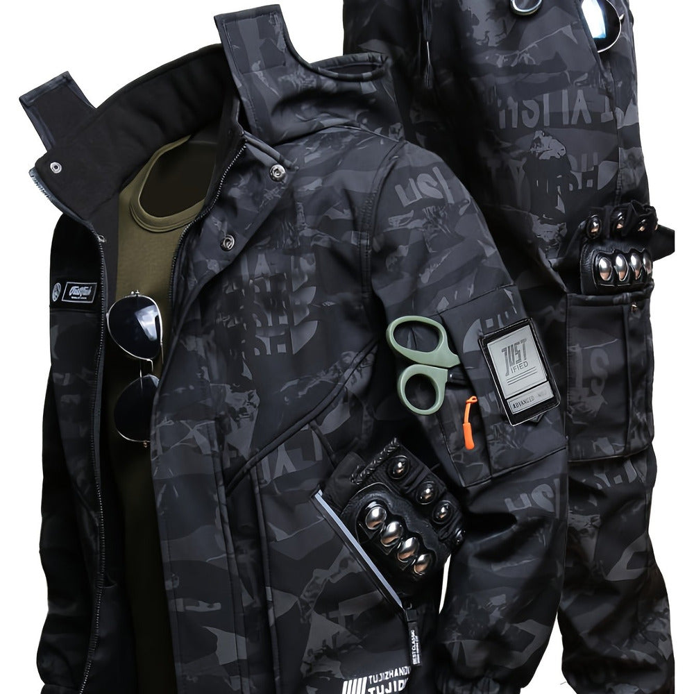 Men's hooded jacket and trouser workwear set