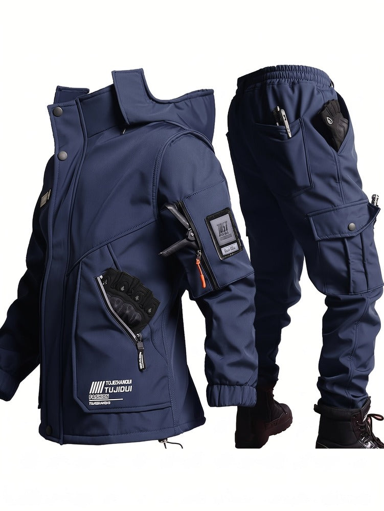 Men's hooded jacket and trouser workwear set