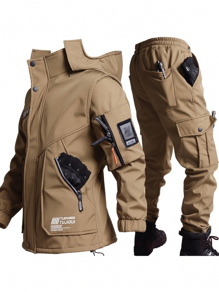 Men's hooded jacket and trouser workwear set