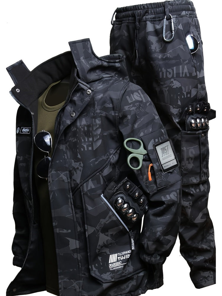 Men's hooded jacket and trouser workwear set