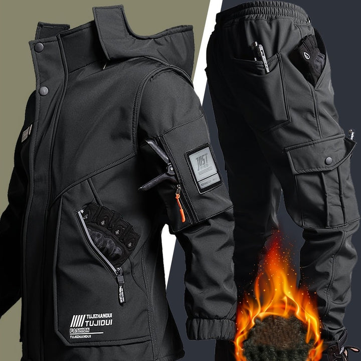 Men's hooded jacket and trouser workwear set