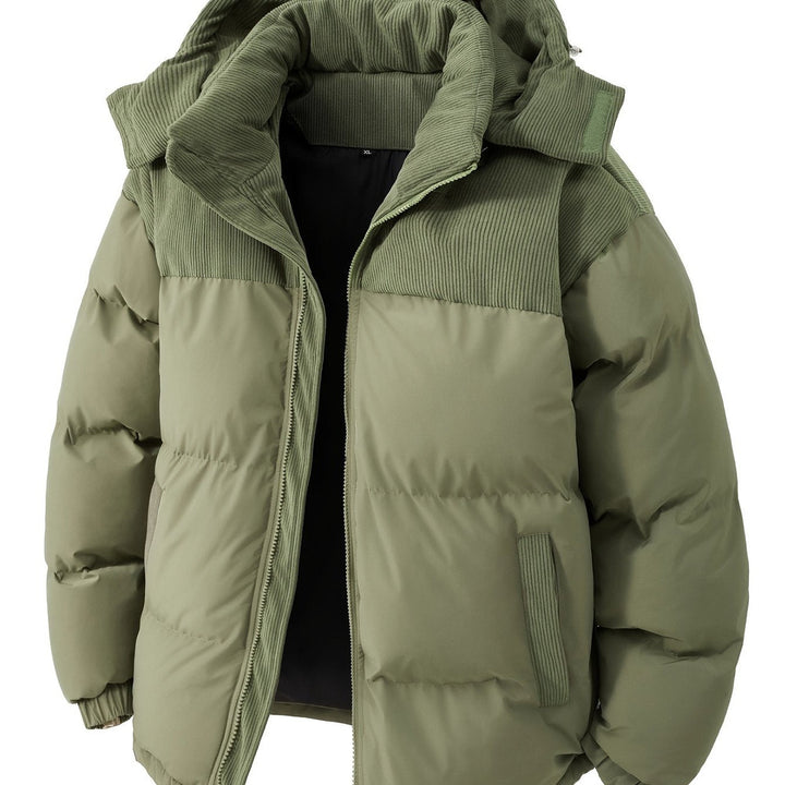 Men's hooded puffer jacket in fern green