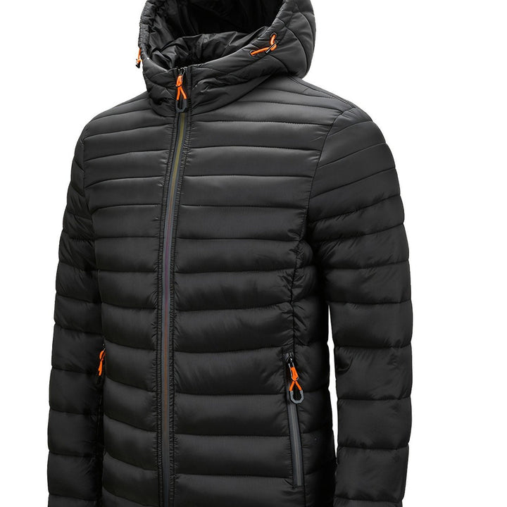 Men's hooded quilted puffer jacket in black